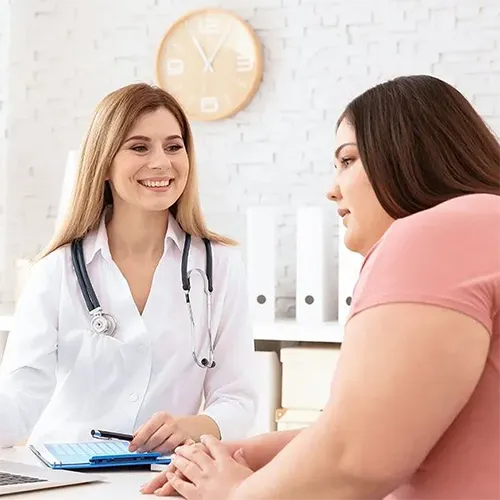 Obese woman at the doctor's office