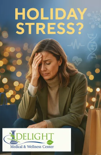 Holiday stress. Woman looking stressed out.